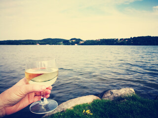 Time to relax on the Chmielno lake with a glass of delicious dry white wine.