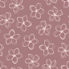 Seamless pattern with flowers and herbs. Vector hand drawn illustration.