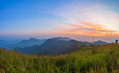 Fototapeta premium Mountains during sunset. Beautiful natural landscape in the summer time