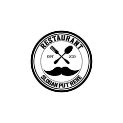 Retro vintage Restaurant logo for Restaurant/ Bar with Face Silhouette.