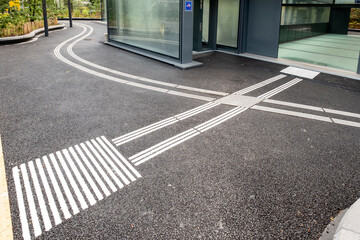 Guidance strips on the ground for the guidance and orientation of blind and partially sighted people in Geneva, Switzerland