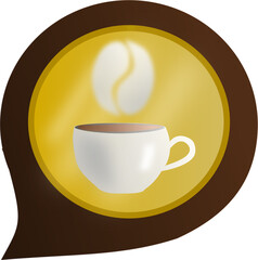 logo coffee Cup with fragrant coffee,can be used as a sign for a cafe, message