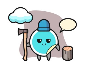 Sticker cartoon as a woodcutter
