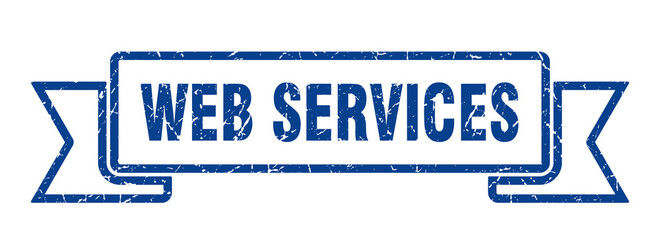 web services ribbon. web services grunge band sign. web services banner