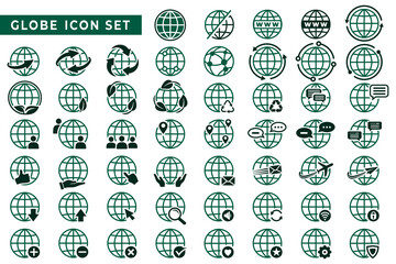 Globe Earth Icon set. Globe World, Planet, Earth Icon Collection. Vector and Illustration.

