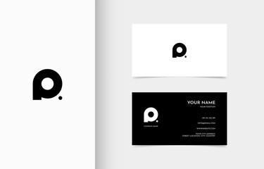 Modern business card template, Name card design, Logo design, Contact card for company, Black and white colors. Vector illustration.