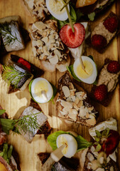 various snacks at the buffet table