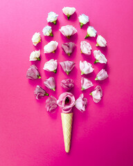 Pink rose flowers in an ice cream corn