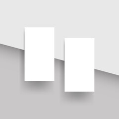 White vertical business cards isolated on gray background, Blank business cards template, Name card design, Business card for your company, Vector illustration.