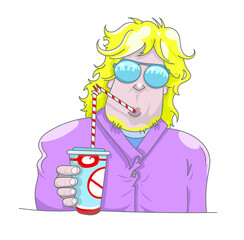 Blond qui bois à la paille