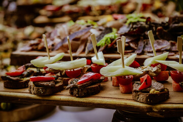 various snacks at the buffet table