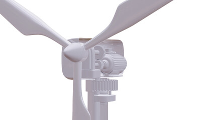 Mill wind turbine isolated on white background. 3d render. © jesada