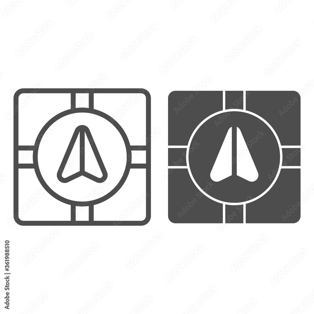 Poster gps navigator marker and crossroads line and solid icon, navigation concept, navigation arrow on cit