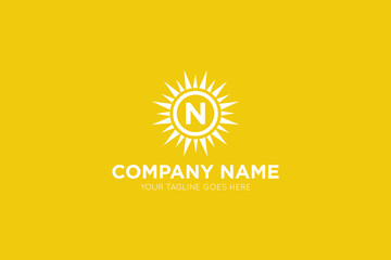 Initial letter n sun, solar logo and icon vector illustration