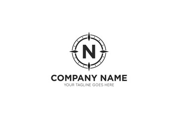 Initial letter n compass, travel logo and icon vector illustration