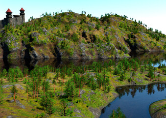 3D Rendering Medieval Landscape