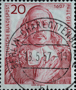 GERMANY - CIRCA 1957: a postage stamp printed in Germany showing an image of Paul Gerhardt, circa 1957.