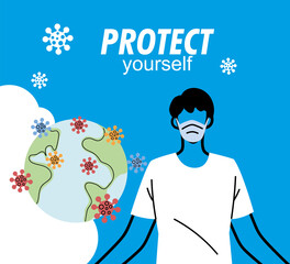 man with mask protecting himself