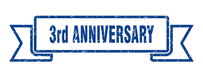 3rd anniversary ribbon. 3rd anniversary grunge band sign. 3rd anniversary banner