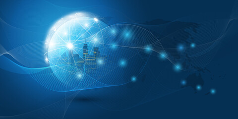 Futuristic Smart City, IoT and Cloud Computing Design Concept with Polygonal Mesh, Cluster and Nodes - Digital Network Connections, Technology Background © bagotaj