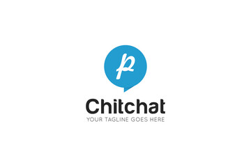 Initial letter p chat, message logo and icon vector illustration