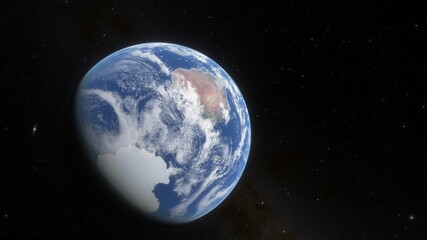 View of planet earth from space, detailed planet surface, science fiction wallpaper, cosmic landscape 3D render