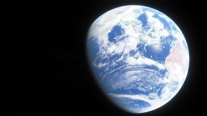 Fototapeta na wymiar View of planet earth from space, detailed planet surface, science fiction wallpaper, cosmic landscape 3D render
