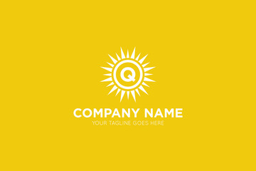 Initial letter q sun, solar logo and icon vector illustration