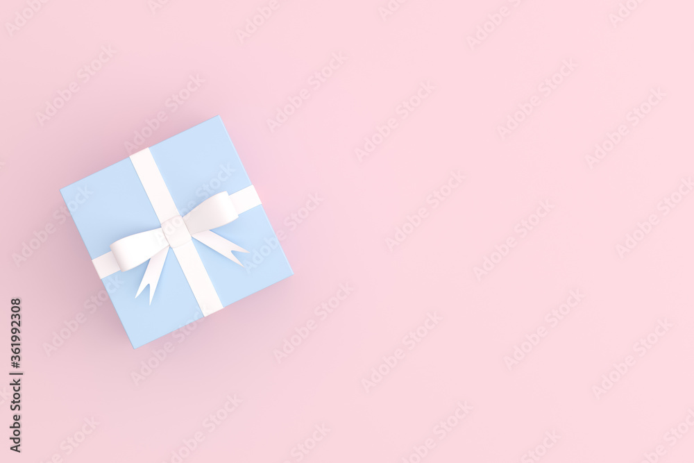 Poster mock up of gift box on pink background. 3d rendering.