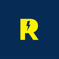 Obraz premium Initial letter r electric, thunder, power logo and icon vector illustration