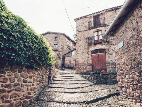 Beautiful scenery of old historic buildings in Viniegra of Abajo, Rioja, Spain