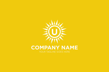 Initial letter u sun, solar logo and icon vector illustration
