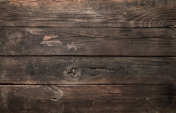 Old natural wooden background or rustic texture. Wood table or floor, top view, flat lay