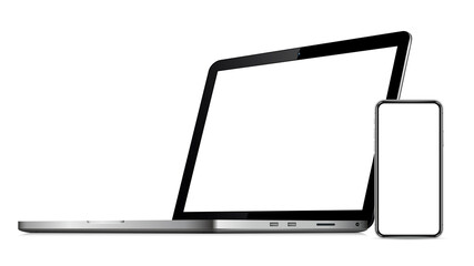 Laptop computer and mobile phone template for adaptive design presentation