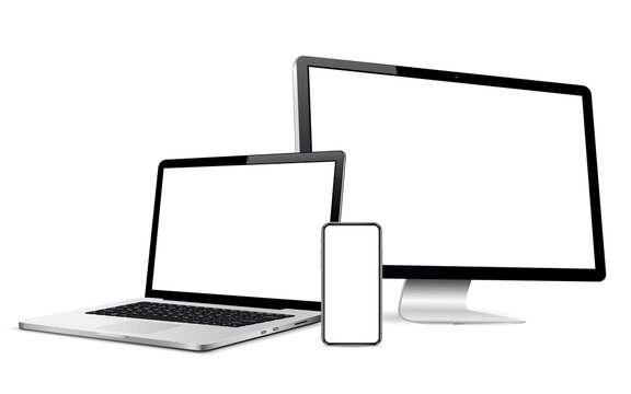 Responsive web design computer display, laptop, phone