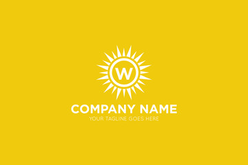 Initial letter w sun, solar logo and icon vector illustration