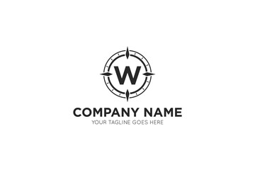 Initial letter w compass, travel logo and icon vector illustration