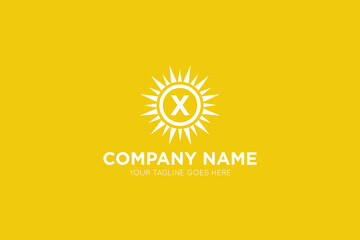 Fototapeta premium Initial letter x sun, solar logo and icon vector illustration