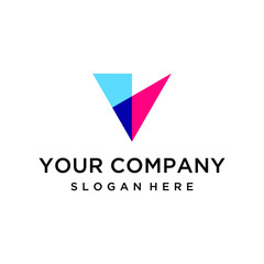 Modern abstract letter V logo design