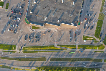car, coloured, control, eye, group, horizontal, infrastructure, land, many, outside, place, traffic, transport, transportation, vehicle, life, overhead, scene, asphalt, business, exterior, lot, parkin