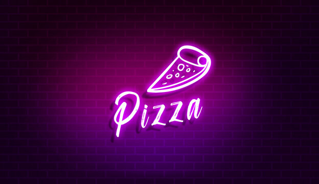 Pizza Shop Wall, Neon Light Effect or Colorful Spotlight on Wall.