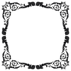 Vintage Ornament Element in baroque style with filigree and floral engrave the best situated for create frame, border, banner. It's hand drawn foliage swirl like victorian or damask design arabesque.