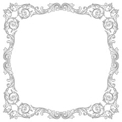 Vintage Ornament Element in baroque style with filigree and floral engrave the best situated for create frame, border, banner. It's hand drawn foliage swirl like victorian or damask design arabesque.