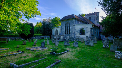 Fototapeta na wymiar Across the Meon to St Mary and All Saints Church, Droxford, Hampshire, UK