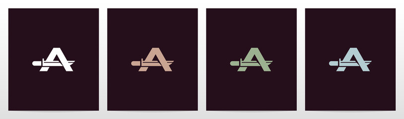 Obraz premium Tactical Knife On Letter Logo Design A