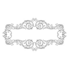 Vintage Ornament Element in baroque style with filigree and floral engrave the best situated for create frame, border, banner. It's hand drawn foliage swirl like victorian or damask design arabesque.