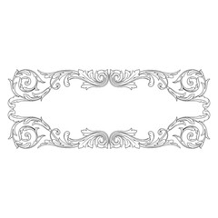 Vintage Ornament Element in baroque style with filigree and floral engrave the best situated for create frame, border, banner. It's hand drawn foliage swirl like victorian or damask design arabesque.