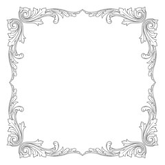 Vintage Ornament Element in baroque style with filigree and floral engrave the best situated for create frame, border, banner. It's hand drawn foliage swirl like victorian or damask design arabesque.