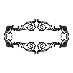 Vintage Ornament Element in baroque style with filigree and floral engrave the best situated for create frame, border, banner. It's hand drawn foliage swirl like victorian or damask design arabesque.