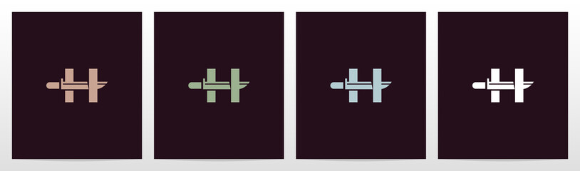 Fototapeta premium Tactical Knife On Letter Logo Design H